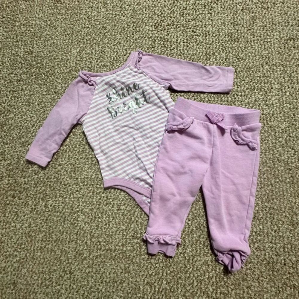 Garanimals Baby Girl 2pc Set Shine Bright Bodysuit Pants 6-9 Months